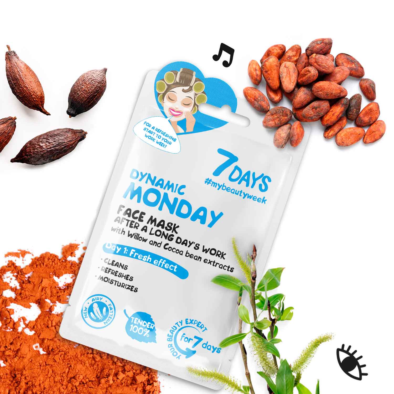 7DAYS FACE MASK DYNAMIC MONDAY WILLOW &amp; COCOA BEANS