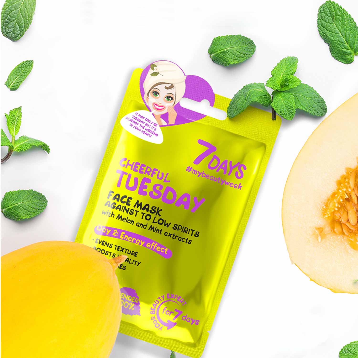 7DAYS FACE MASK CHEERFUL TUESDAY MELON &amp; MINT