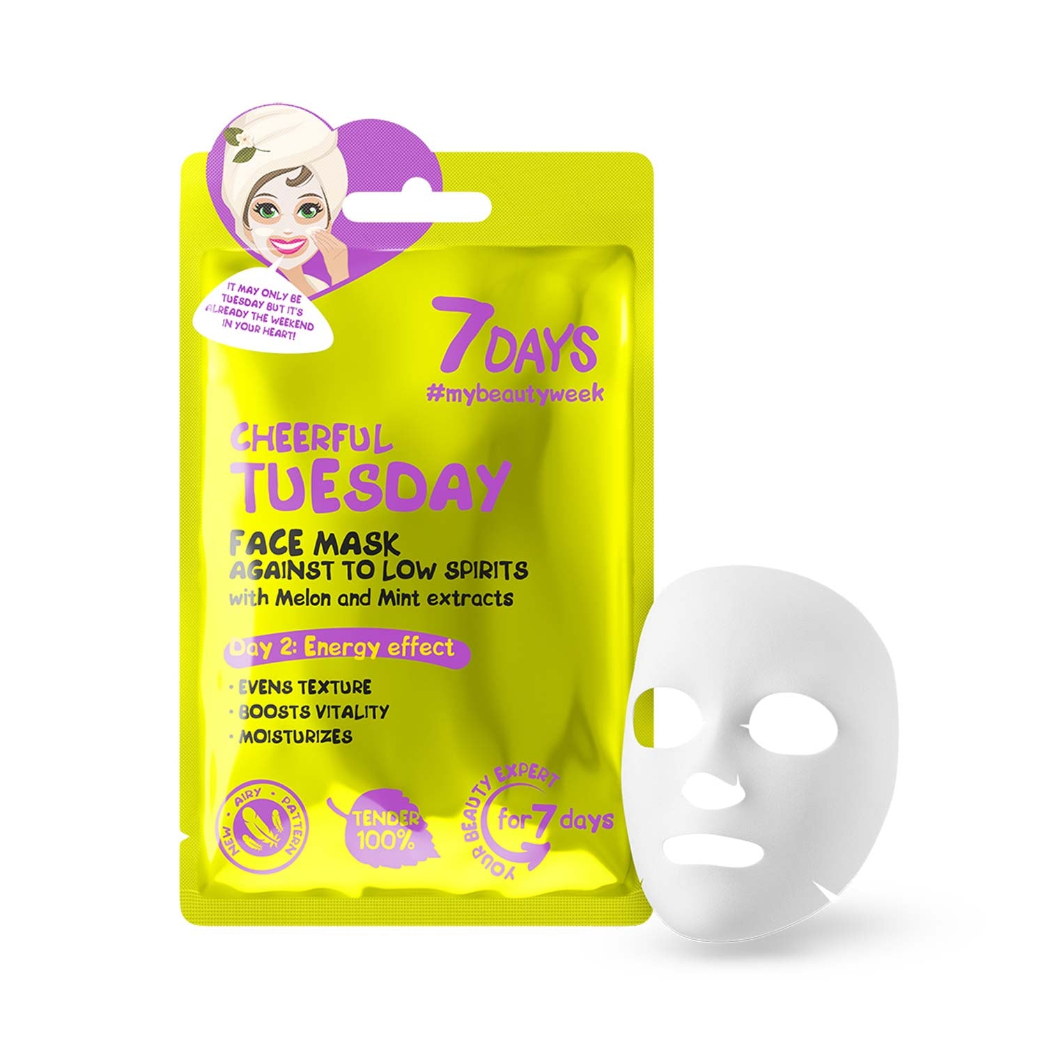 7DAYS FACE MASK CHEERFUL TUESDAY MELON &amp; MINT