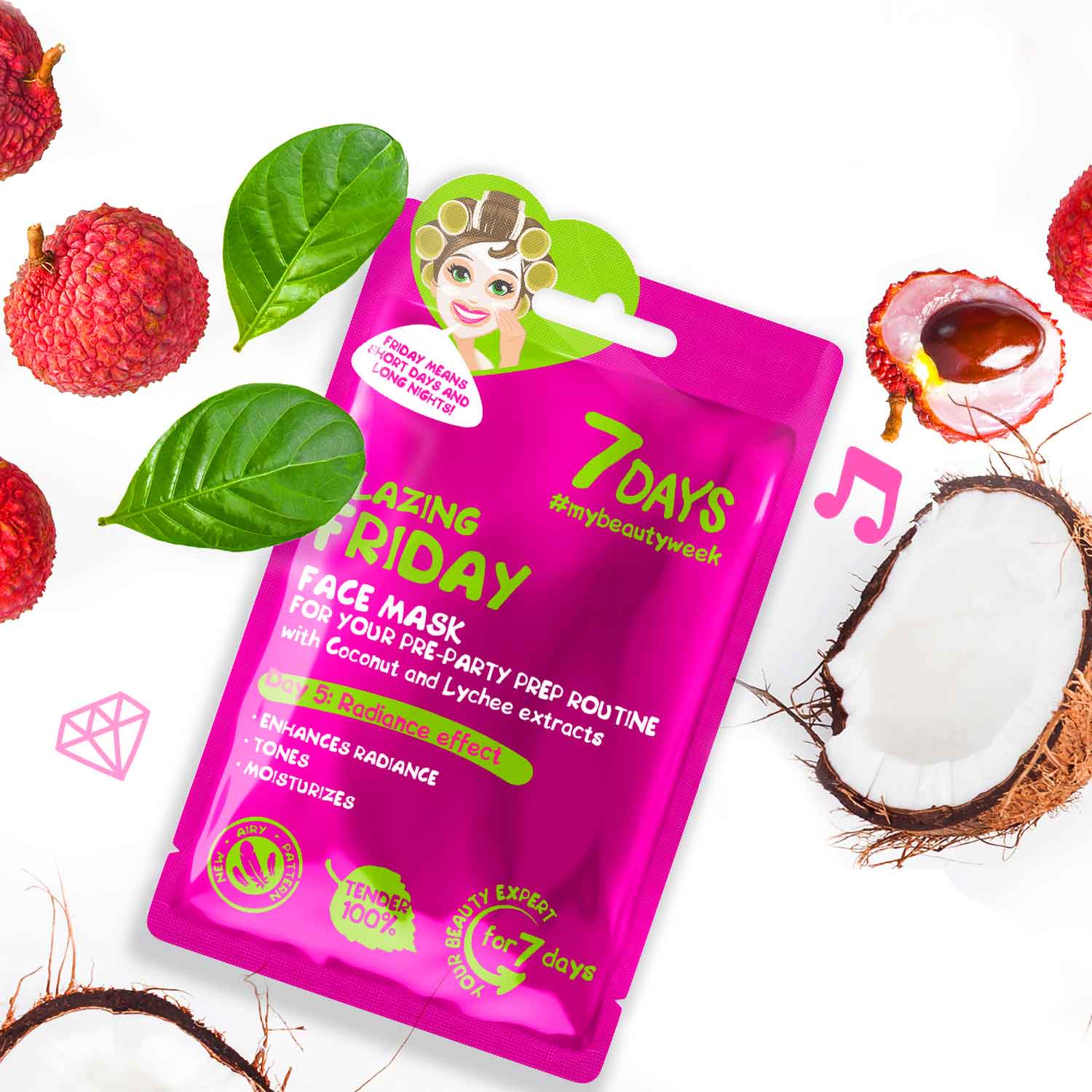 7DAYS FACE MASK BLAZING FRIDAY COCONUT WATER &amp; LYCHEE