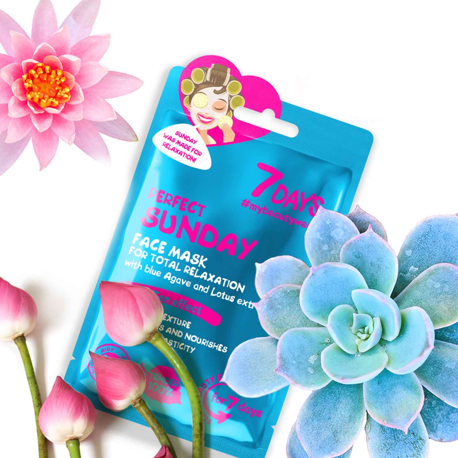7DAYS FACE MASK PERFECT SUNDAY BLUE AGAVE &amp; LOTUS