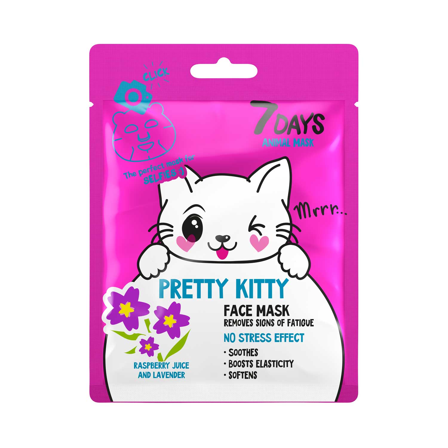 7DAYS ANIMAL MASK PRETTY KITTY RASPBERRY JUICE &amp; LAVENDER