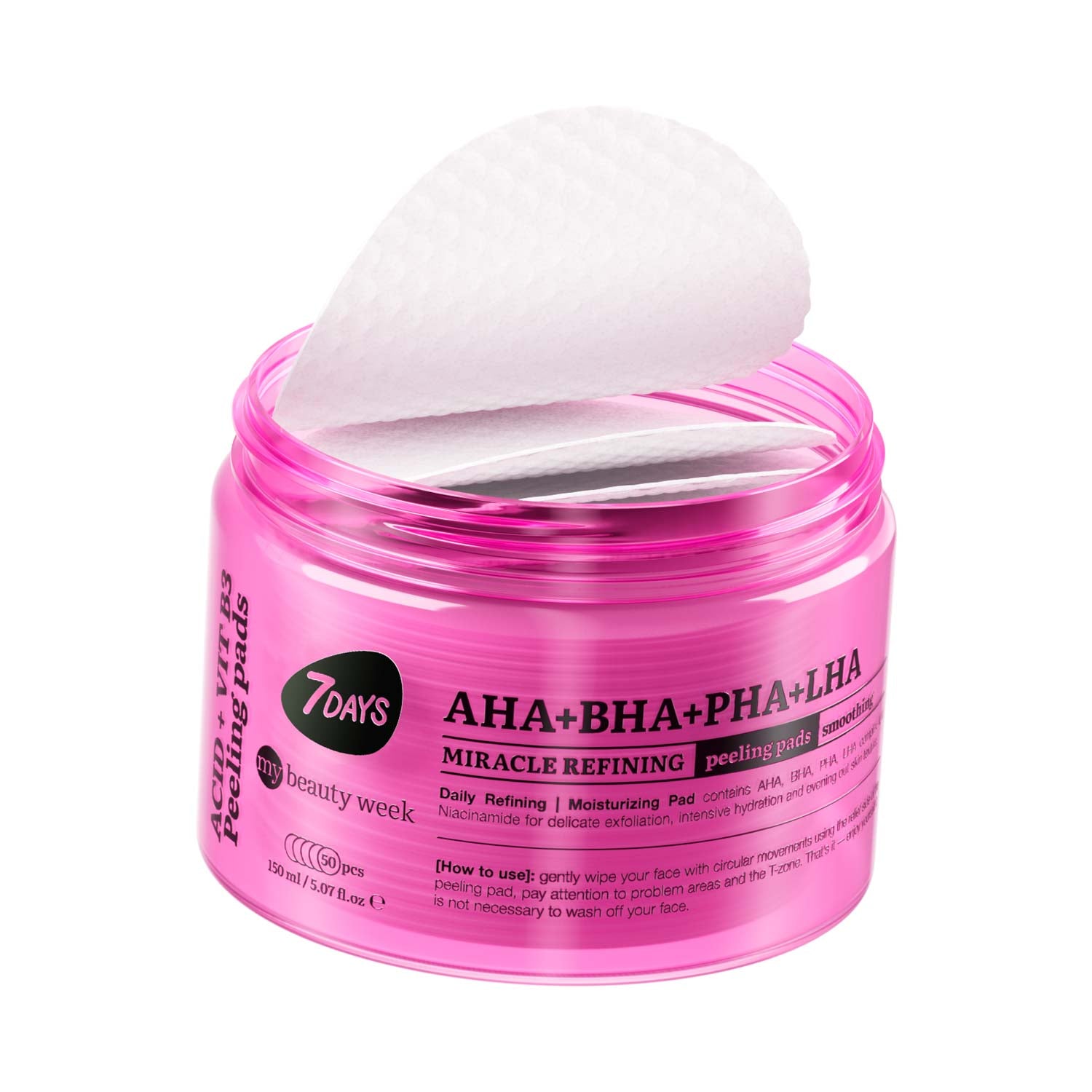 7DAYS MY BEAUTY WEEK MIRACLE REFINING PEELING PADS AHA+BHA+PHA+LHA