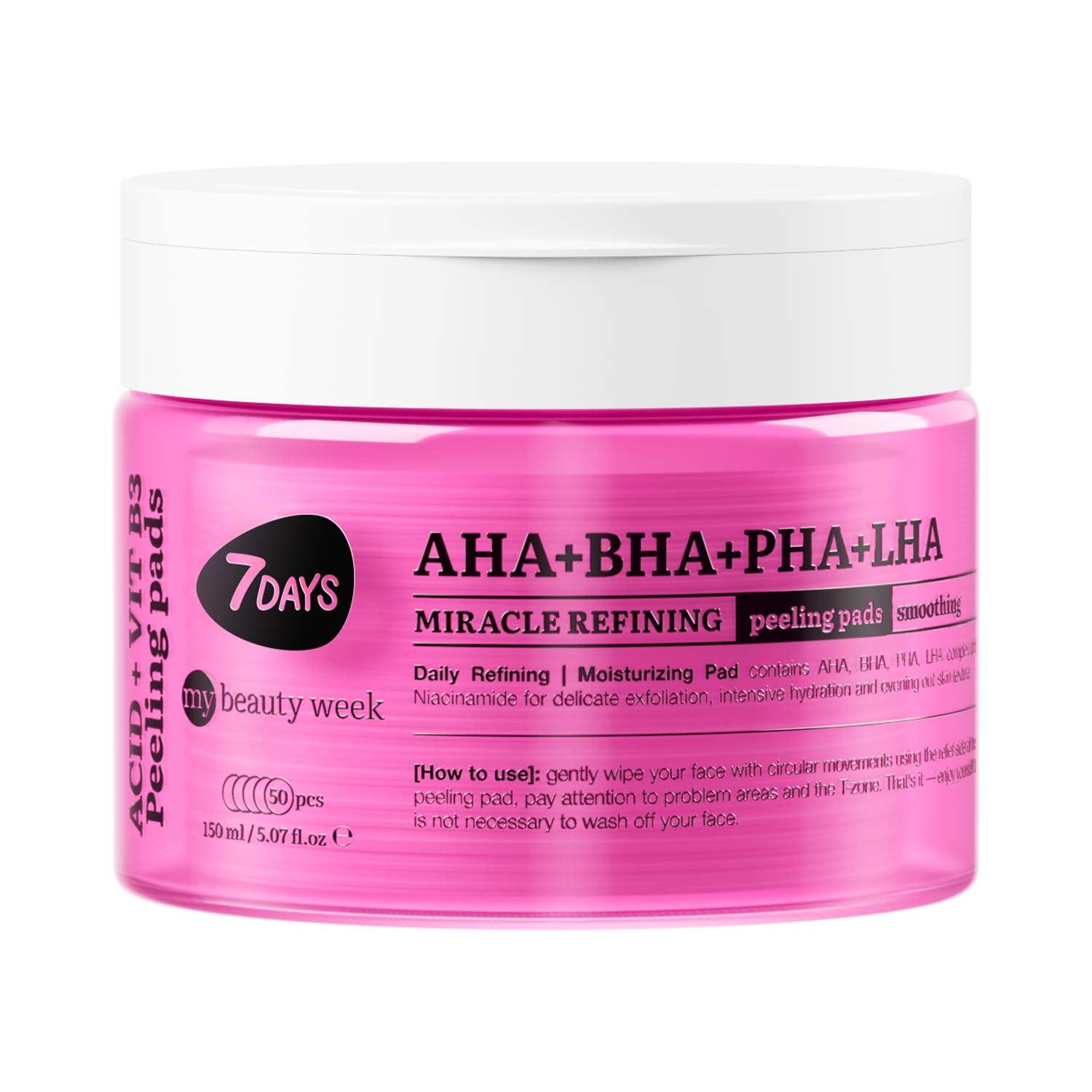 7DAYS MY BEAUTY WEEK MIRACLE REFINING PEELING PADS AHA+BHA+PHA+LHA